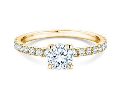 Anello di Fidanzamento Classic 4 Pavé in 14K oro giallo con diamanti da laboratorio 1,19ct E/VS