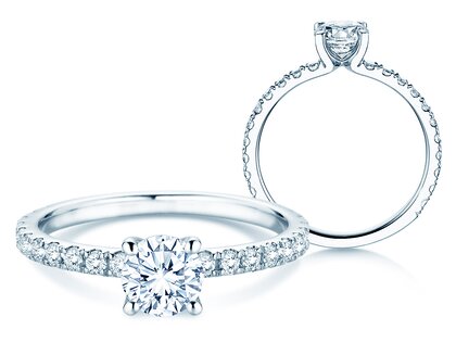 Anello di Fidanzamento Classic 4 Pavé diamante da laboratorio