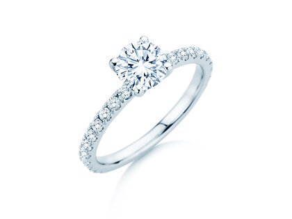 Anello di Fidanzamento Classic 4 Pavé in 18K oro bianco con diamanti da laboratorio 1,44ct E/VS