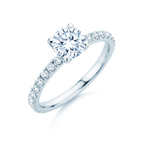 Anello di Fidanzamento Classic 4 Pavé in 18K oro bianco con diamanti da laboratorio 1,44ct E/VS