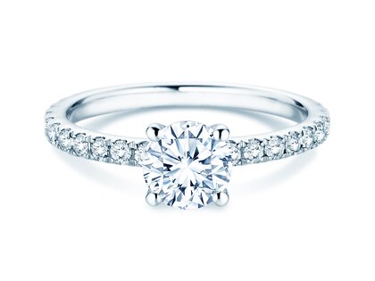 Anello di Fidanzamento Classic 4 Pavé in 18K oro bianco con diamanti da laboratorio 1,44ct E/VS