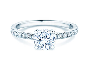 Anello di Fidanzamento Classic 4 Pavé in 18K oro bianco con diamanti da laboratorio 1,44ct E/VS