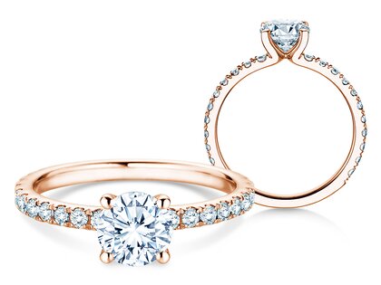 Anello di Fidanzamento Classic 4 Pavé in 18K oro rosa con diamanti da laboratorio 1,44ct E/VS