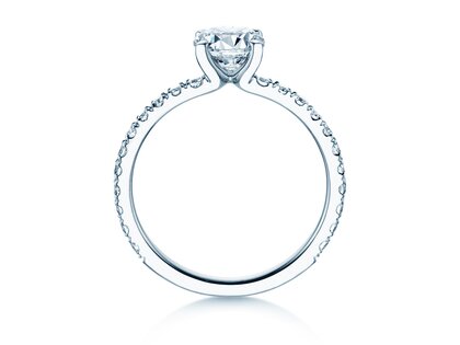 Anello di Fidanzamento Classic 4 Pavé in 18K oro bianco con diamanti da laboratorio 1,44ct E/VS