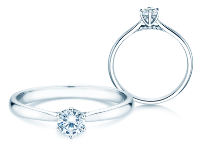Anello di Fidanzamento Classic 6 Hidden Halo in 9K oro bianco con diamanti 0,30ct G/SI