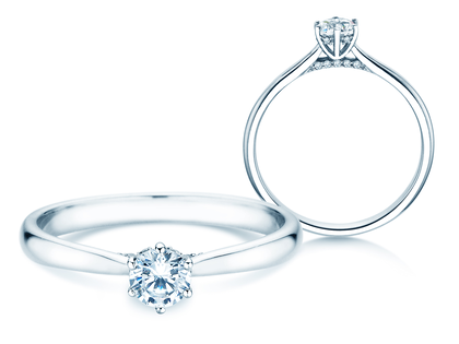 Anello di Fidanzamento Classic 6 Hidden Halo in 14K oro bianco con diamanti 0,30ct G/SI