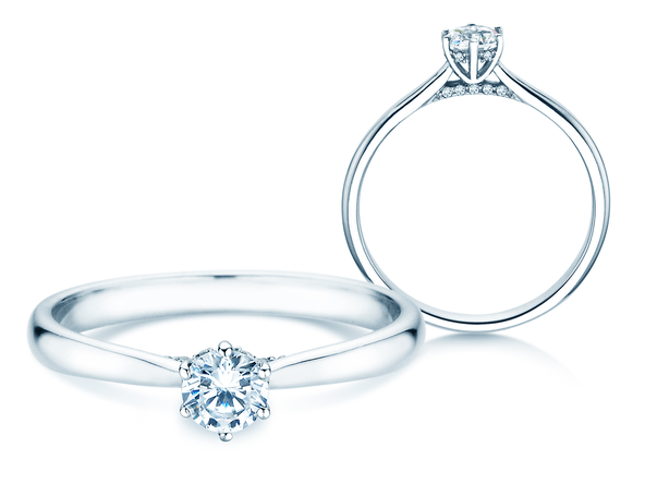 Anello di Fidanzamento Classic 6 Hidden Halo in 14K oro bianco con diamanti 0,30ct G/SI