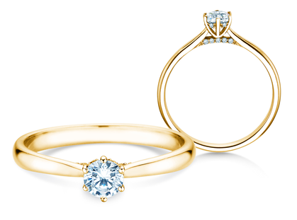 Anello di Fidanzamento Classic 6 Hidden Halo in 14K oro giallo con diamanti 0,30ct G/SI