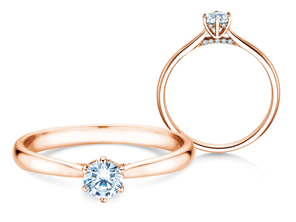 Anello di Fidanzamento Classic 6 Hidden Halo in 14K oro rosa con diamanti 0,30ct G/SI