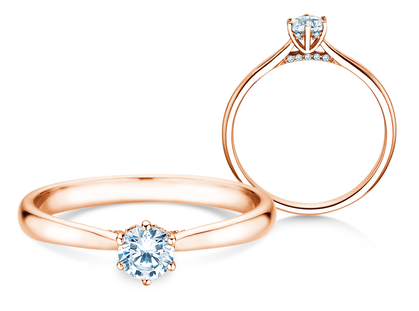 Anello di Fidanzamento Classic 6 Hidden Halo in 14K oro rosa con diamanti 0,30ct G/SI