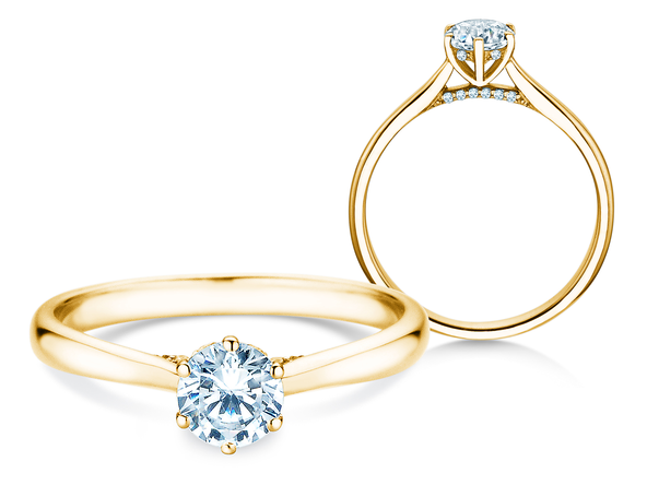 Anello di Fidanzamento Classic 6 Hidden Halo in 14K oro giallo con diamanti 0,55ct G/SI
