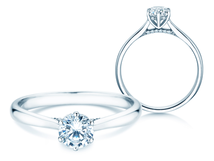 Anello di Fidanzamento Classic 6 Hidden Halo in 14K oro bianco con diamanti 0,55ct G/SI