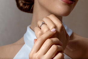 Anello di Fidanzamento Classic 6 Hidden Halo in 14K oro bianco con diamanti 0,55ct G/SI