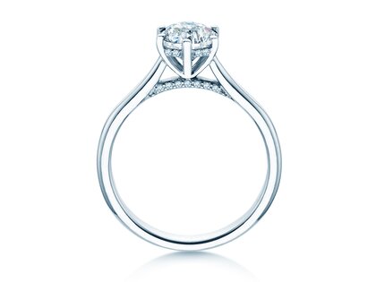 Anello di Fidanzamento Classic 6 Hidden Halo in 14K oro bianco con diamanti 1,08ct G/SI