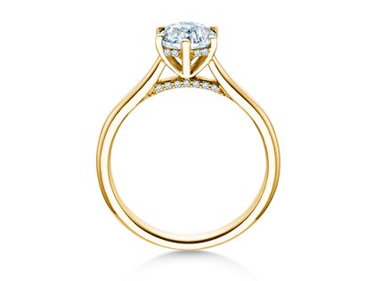 Anello di Fidanzamento Classic 6 Hidden Halo in 14K oro giallo con diamanti 1,08ct G/SI