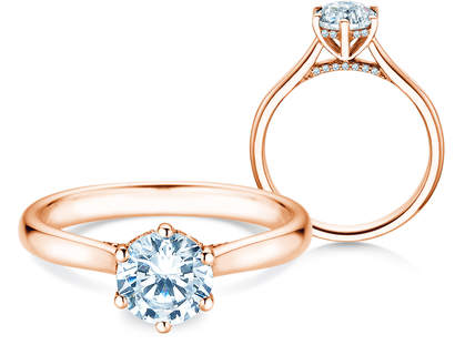 Anello di Fidanzamento Classic 6 Hidden Halo in oro rosa