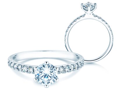 Anello di Fidanzamento Classic Pavé in 9K oro bianco con diamanti da laboratorio 1,11ct