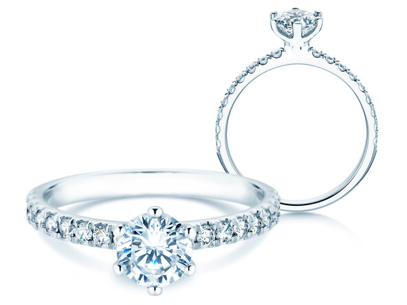 Anello di Fidanzamento Classic Pavé in 18K oro bianco con diamanti 1,11ct G/SI