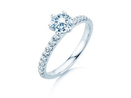 Anello di Fidanzamento Classic Pavé in 18K oro bianco con diamanti 1,11ct G/SI