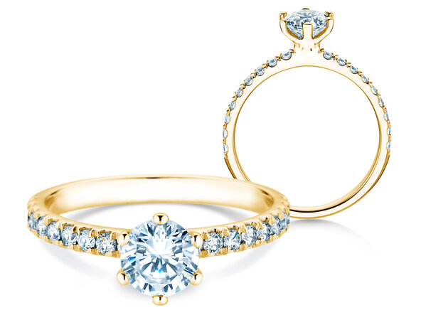 Anello di Fidanzamento Classic Pavé in 14K oro giallo con diamanti 1,11ct G/SI