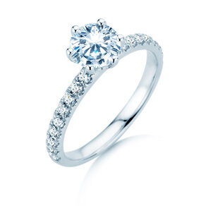 Anello di Fidanzamento Classic Pavé in 14K oro bianco con diamanti 1,36ct G/SI