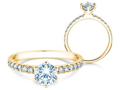 Anello di Fidanzamento Classic Pavé in 14K oro giallo con diamanti da laboratorio 1,36ct E/VS