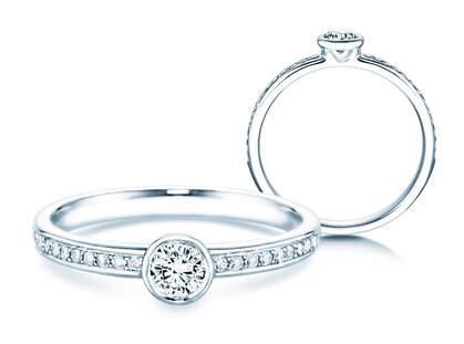 Anello di Fidanzamento Eternal Pavé in platino 950/- con diamanti 0,40ct