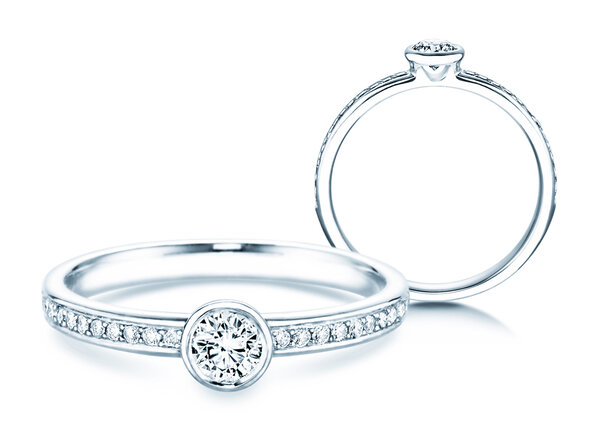 Anello di Fidanzamento Eternal Pavé in 14K oro bianco con diamanti 0,40ct G/SI