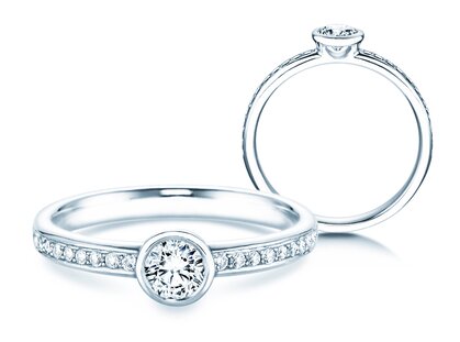 Anello di Fidanzamento Eternal Pavé in 14K oro bianco con diamanti 0,46ct G/SI