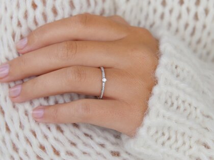 Anello di Fidanzamento Eternal Pavé in 14K oro bianco con diamanti 0,21ct G/SI