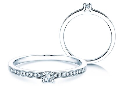 Anello di Fidanzamento Modern Pavé in 18K oro bianco con diamanti 0,15ct G/SI