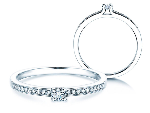 Anello di Fidanzamento Modern Pavé in 18K oro bianco con diamanti 0,15ct G/SI