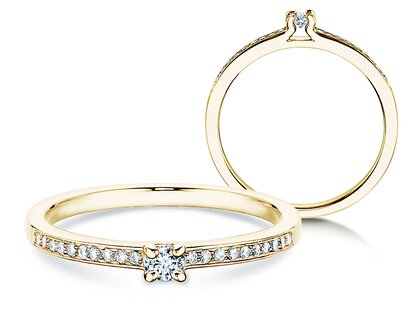 Anello di Fidanzamento Modern Pavé in 14K oro giallo con diamanti 0,15ct G/SI