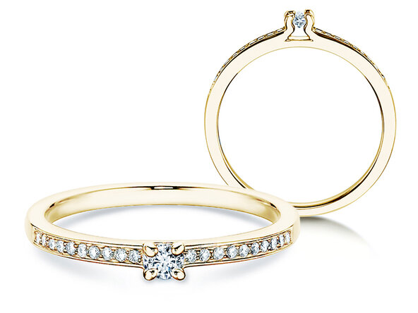 Anello di Fidanzamento Modern Pavé in 14K oro giallo con diamanti 0,15ct G/SI