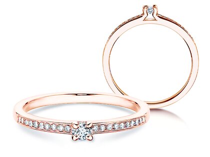 Anello di Fidanzamento Modern Pavé in 18K oro rosa con diamanti 0,15ct G/SI