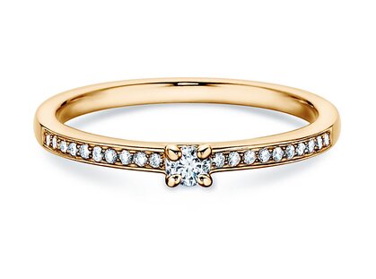Anello di Fidanzamento Modern Pavé in 14K oro giallo con diamanti 0,15ct G/SI