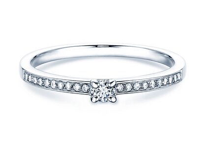 Anello di Fidanzamento Modern Pavé in platino 950/- con diamanti 0,15ct G/SI