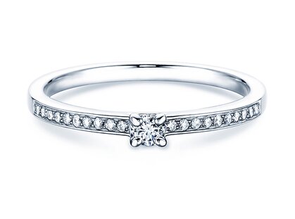 Anello di Fidanzamento Modern Pavé in 14K oro bianco con diamanti 0,15ct G/SI
