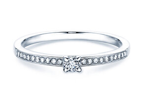 Anello di Fidanzamento Modern Pavé in 14K oro bianco con diamanti 0,15ct G/SI