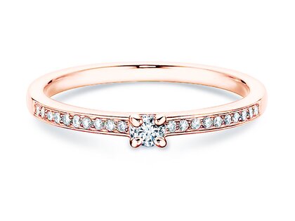 Anello di Fidanzamento Modern Pavé in 18K oro rosa con diamanti 0,15ct G/SI
