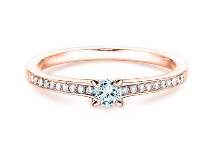 Anello di Fidanzamento Modern Pavé in 14K oro rosa con diamanti 0,15ct G/SI