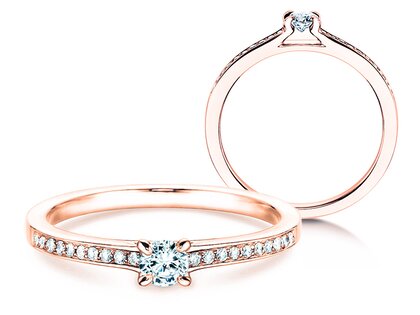 Anello di Fidanzamento Modern Pavé in 18K oro rosa con diamanti 0,20ct G/SI