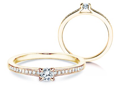 Anello di Fidanzamento Modern Pavé in 18K oro giallo con diamanti 0,20ct G/SI