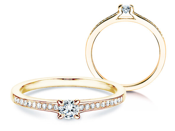 Anello di Fidanzamento Modern Pavé in 18K oro giallo con diamanti 0,20ct G/SI
