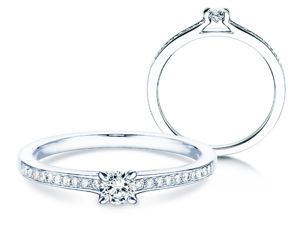 Anello di Fidanzamento Modern Pavé in platino 950/- con diamanti 0,25ct G/SI