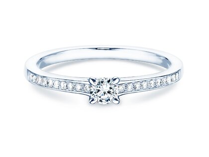 Anello di Fidanzamento Modern Pavé in 18K oro bianco con diamanti 0,20ct G/SI