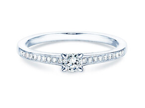 Anello di Fidanzamento Modern Pavé in 18K oro bianco con diamanti 0,20ct G/SI