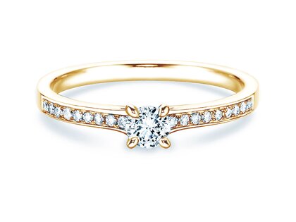 Anello di Fidanzamento Modern Pavé in 14K oro giallo con diamanti 0,30ct G/SI