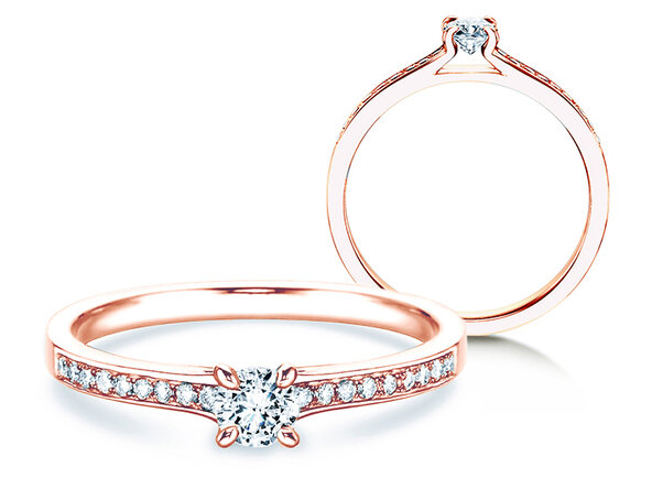 Anello di Fidanzamento Modern Pavé in 14K oro rosa con diamanti 0,35ct G/SI