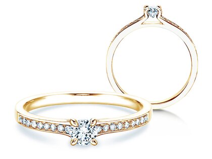 Anello di Fidanzamento Modern Pavé in 14K oro giallo con diamanti 0,30ct G/SI